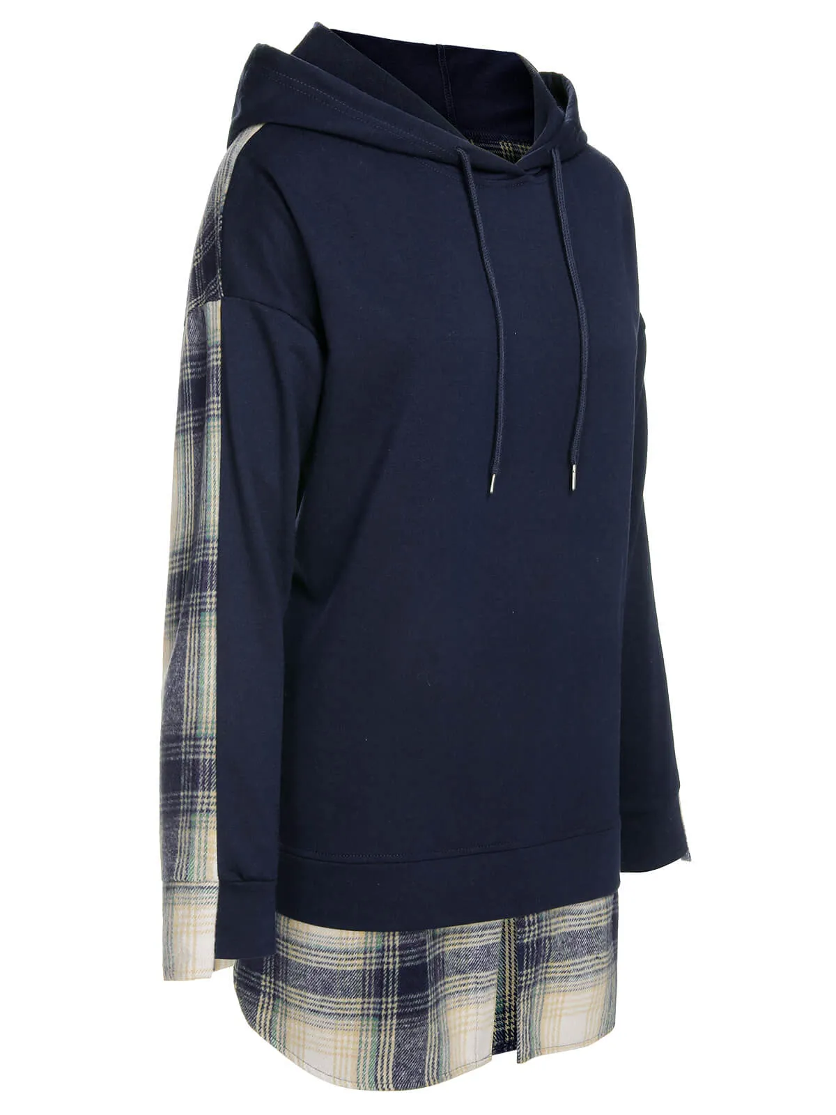 1960s Scottish Plaid Patchwork Long Hoodie