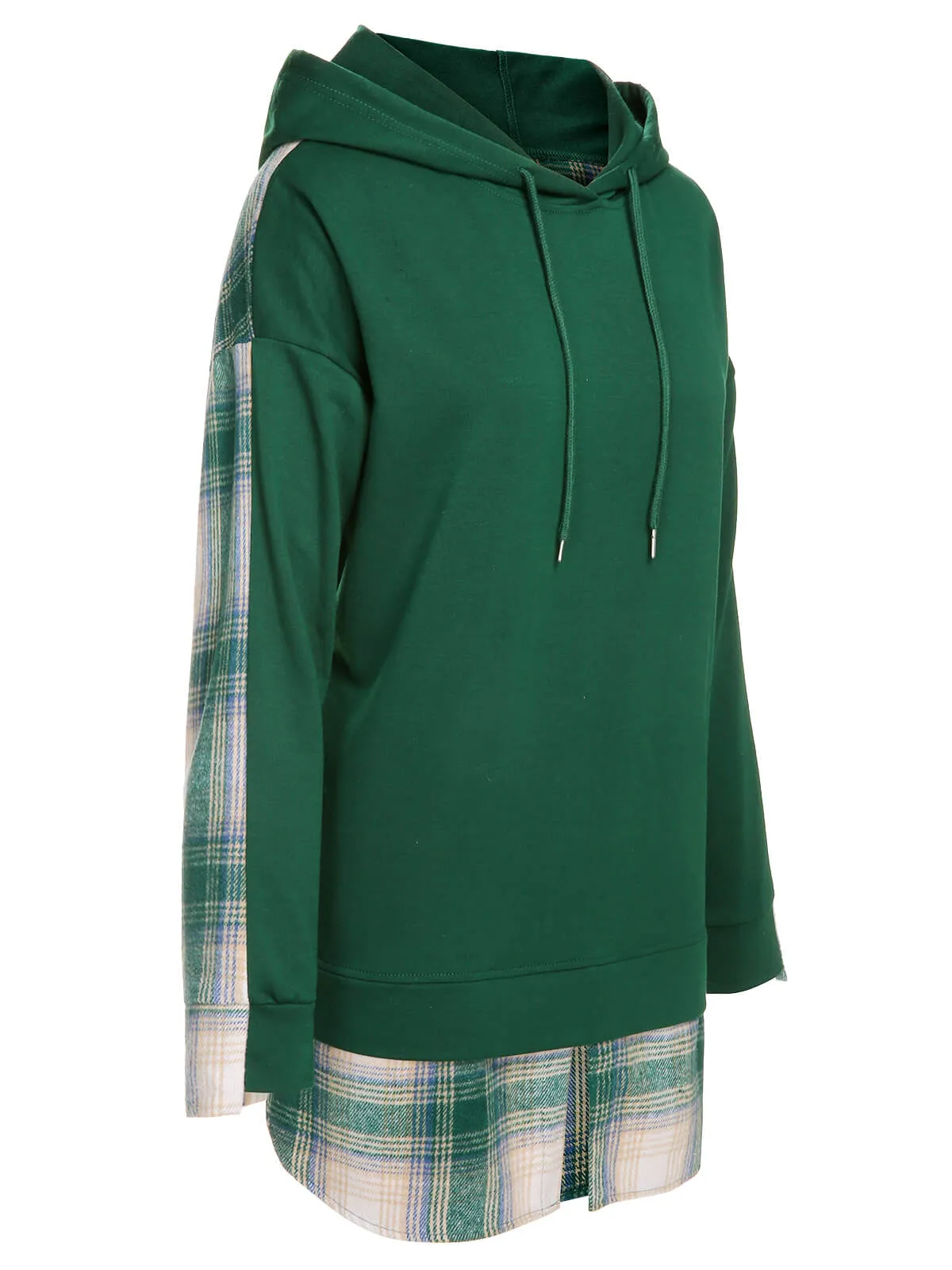 1960s Scottish Plaid Patchwork Long Hoodie