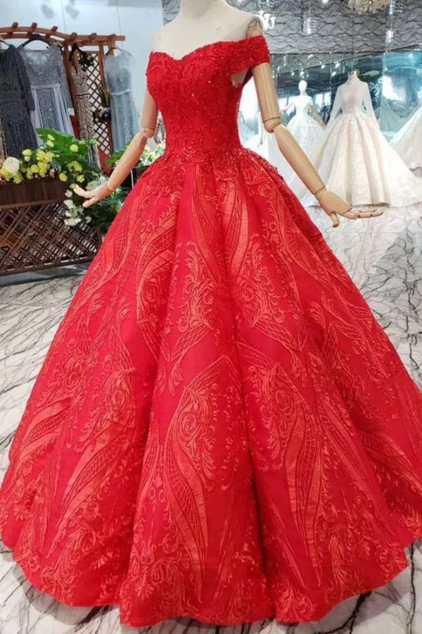 2024 Quinceanera Dresses Off The Shoulder Lace PBJQSMPA