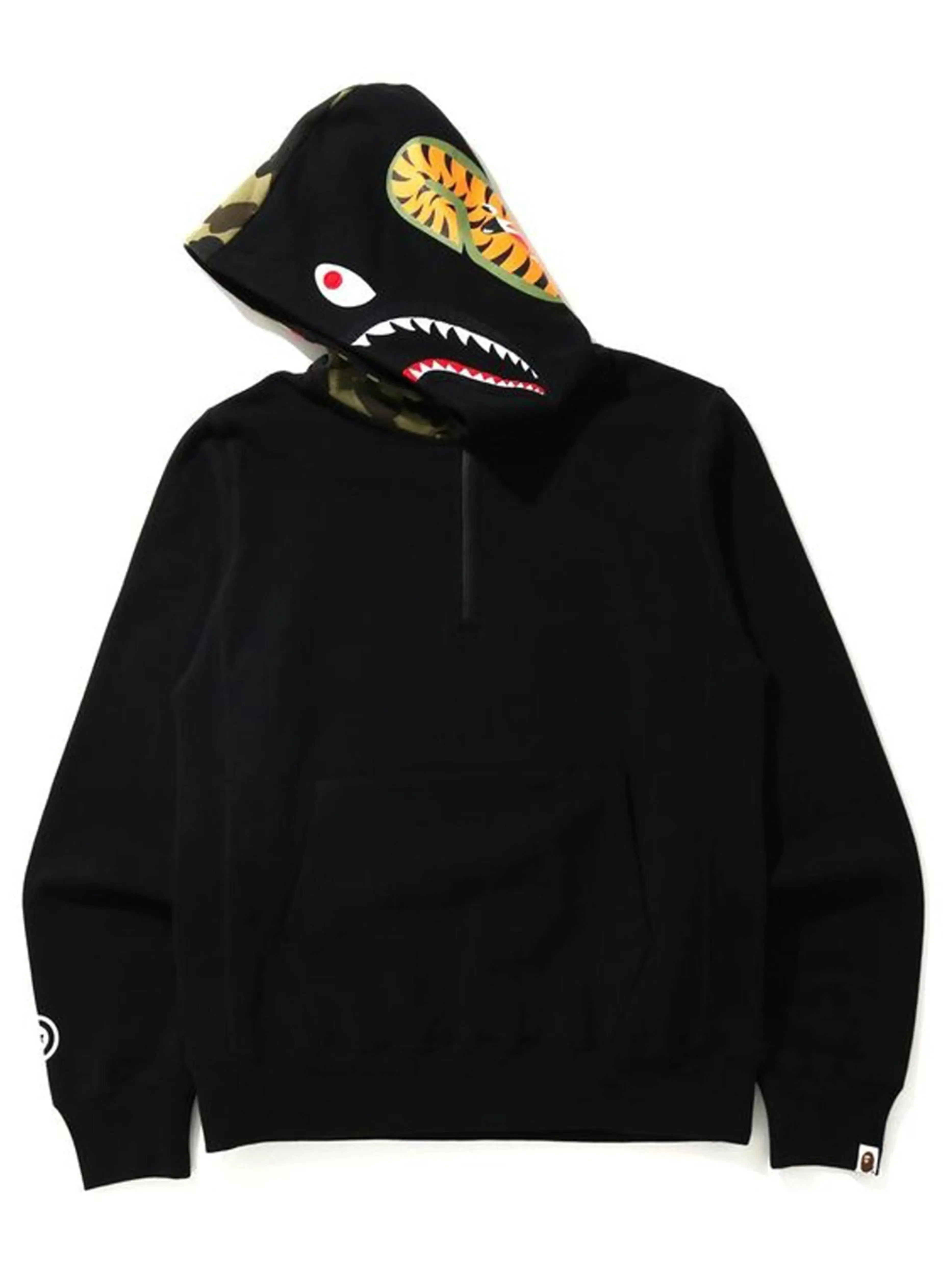 A Bathing Ape Shark Half Zip Pullover Hoodie Black