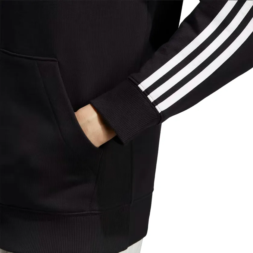 Adidas women's hooded sweatshirt with 3 stripes full zip in light cotton IC8769 black