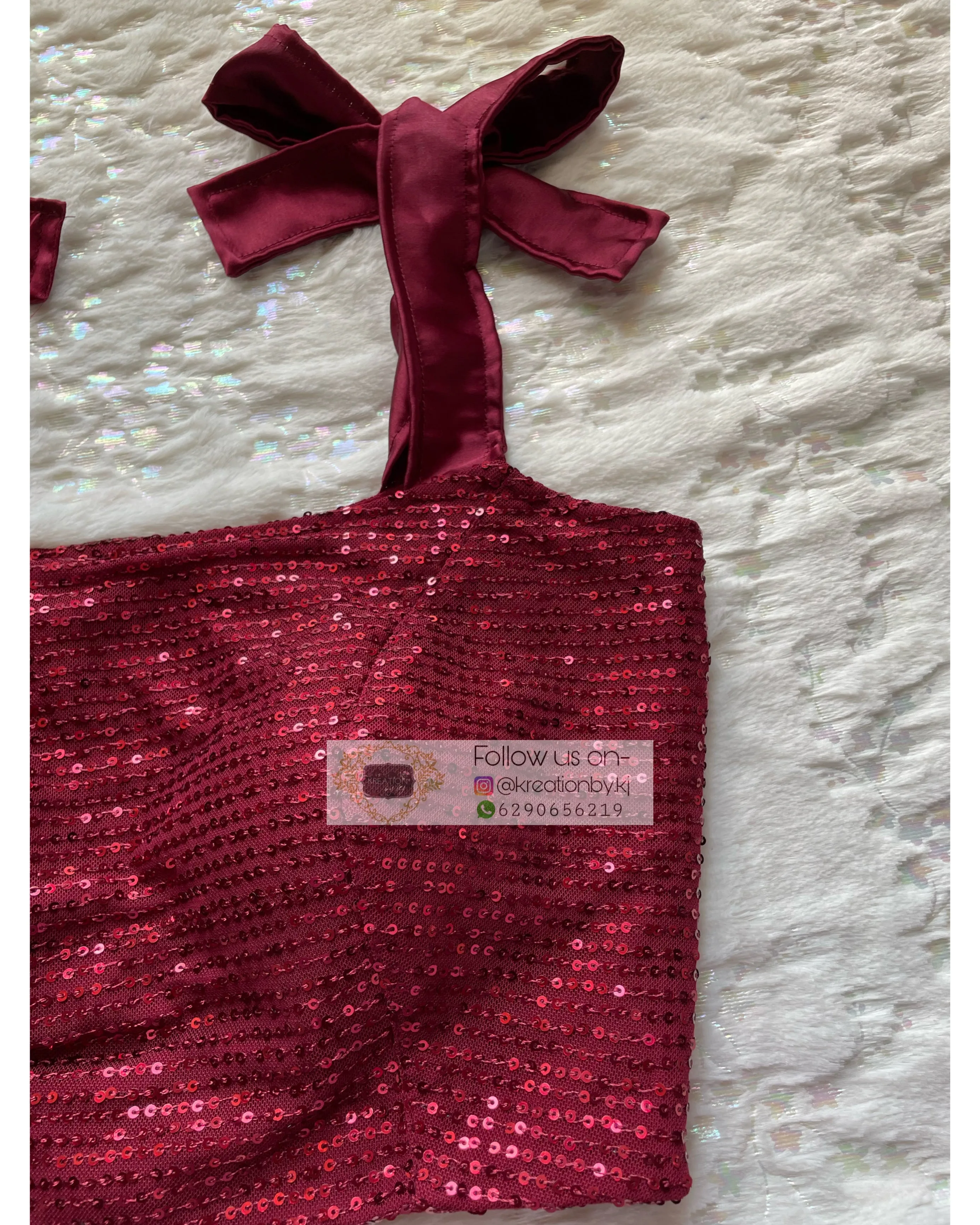 Alicia Maroon Sequins Crop Top