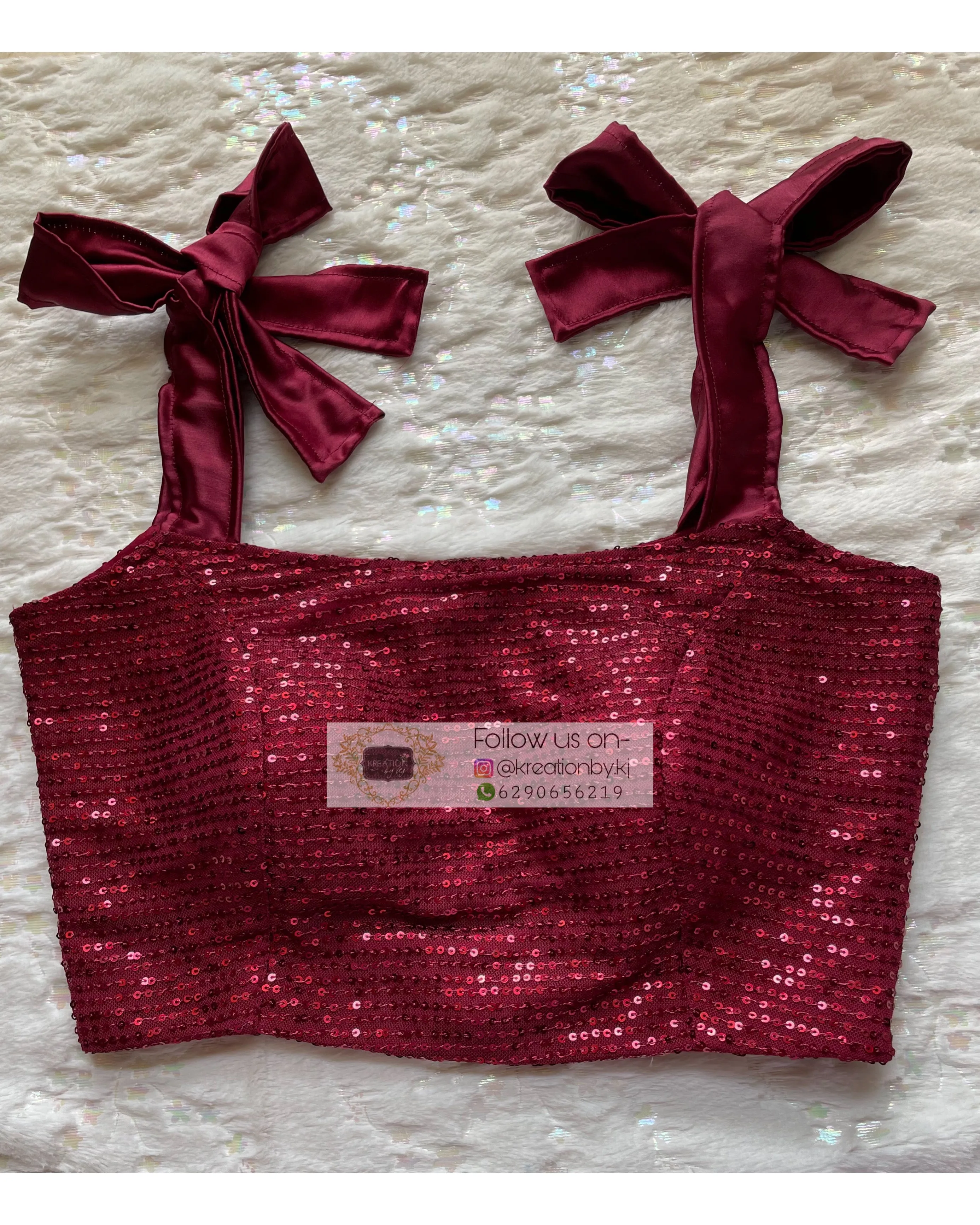 Alicia Maroon Sequins Crop Top