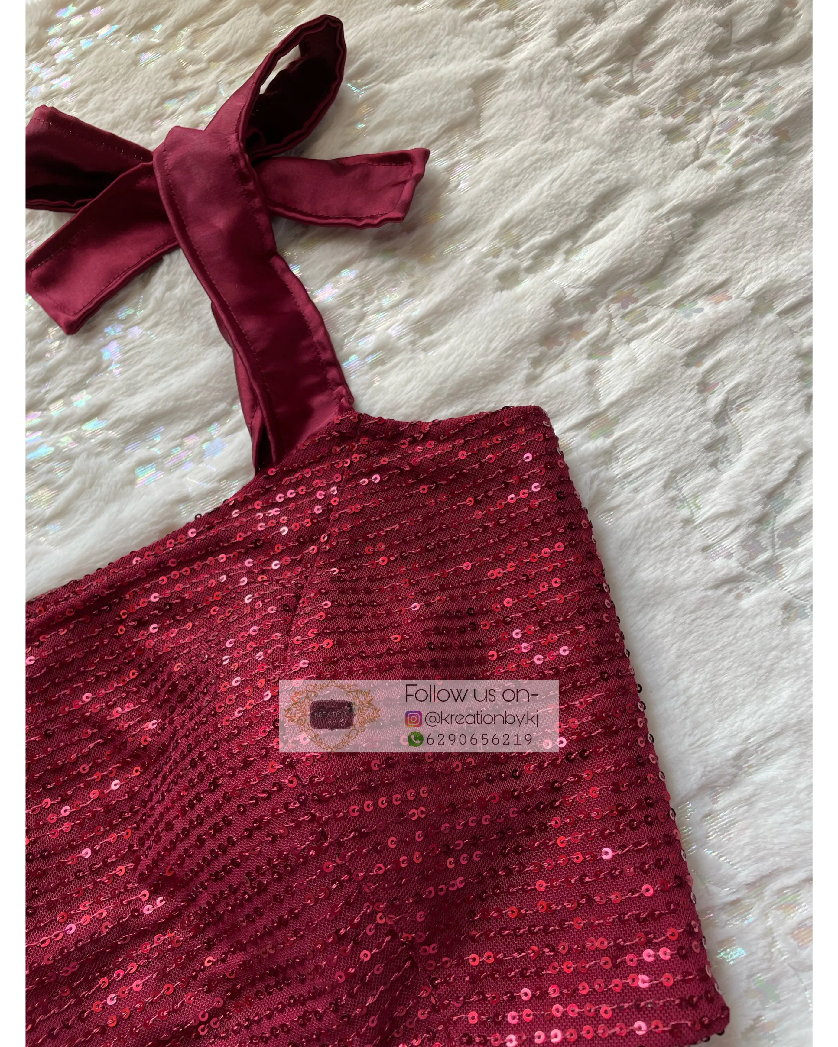 Alicia Maroon Sequins Crop Top