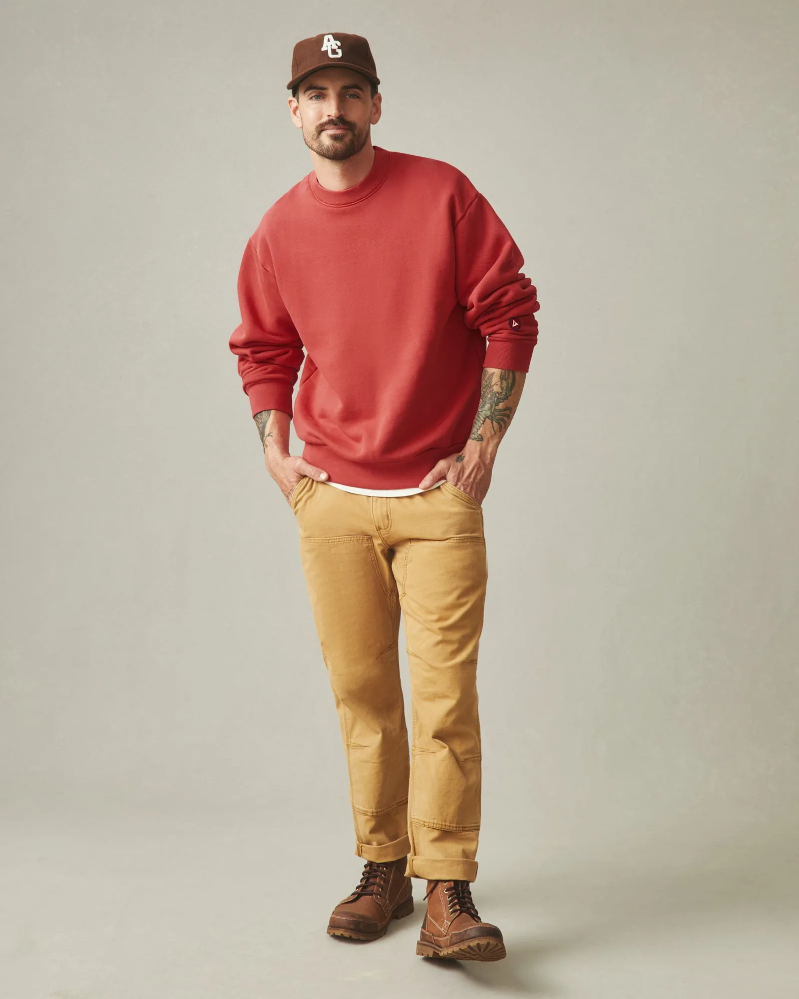 American Vintage Crew Sweatshirt - Washed Red