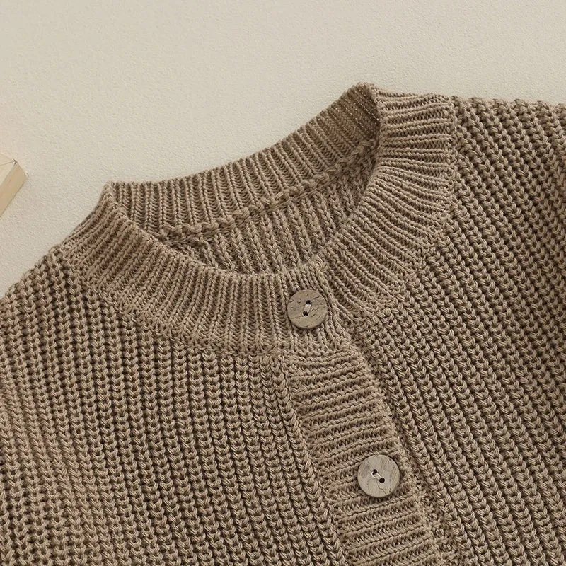 Baby Girls Button Down Sweater Cardigan - Coffee Brown