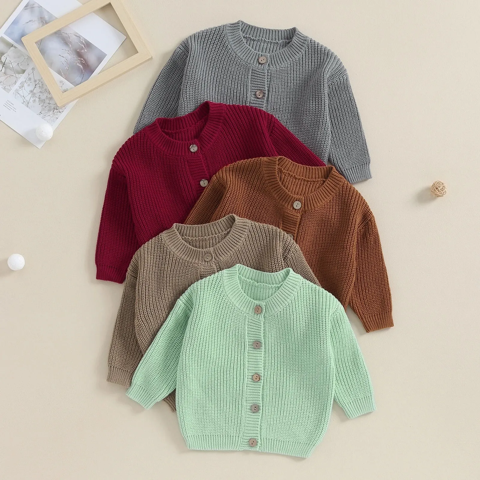 Baby Girls Button Down Sweater Cardigan - Coffee Brown