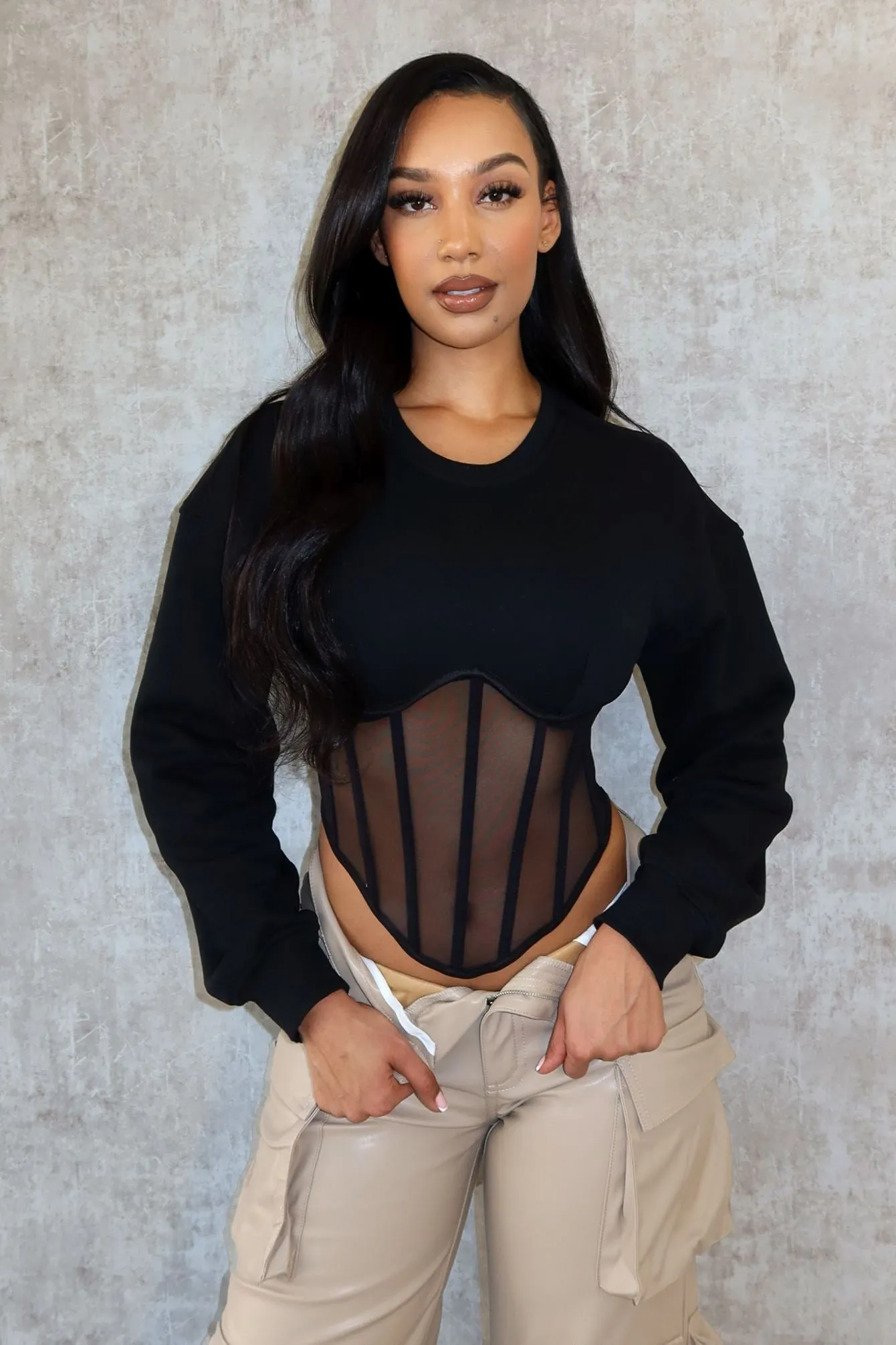 Be Your Self Corset Sweatshirt Top