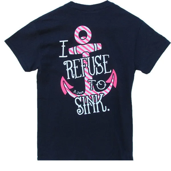 Bjaxx Refuse to Sink Anchor Navy Christian Girlie Bright T Shirt