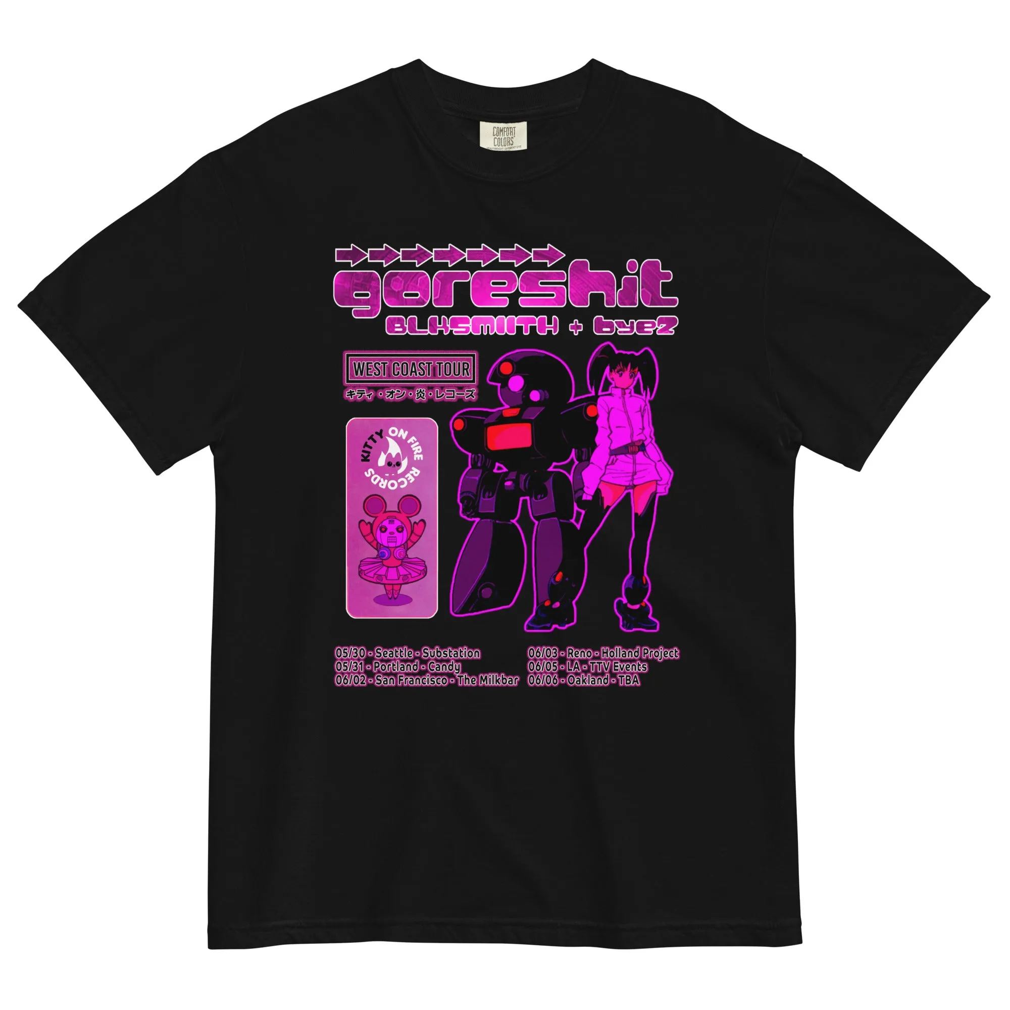 Optimized English Title: Exclusive Bye2 goreshit Tour Posters T-Shirt from Blksmiith