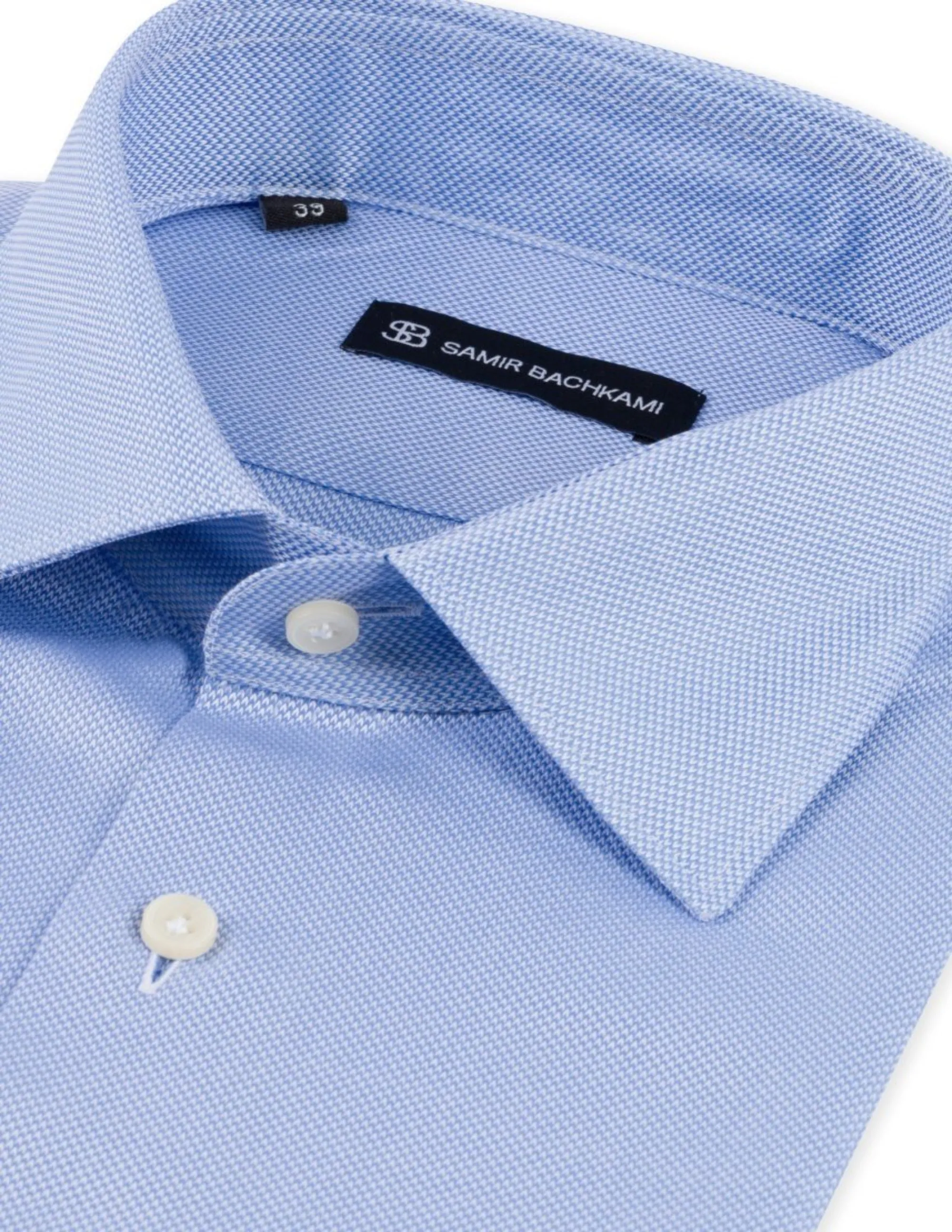 Blue Textured Slim Fit Shirt