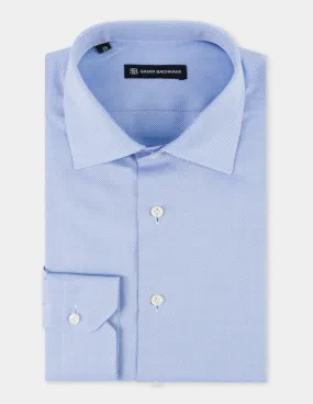 Blue Textured Slim Fit Shirt