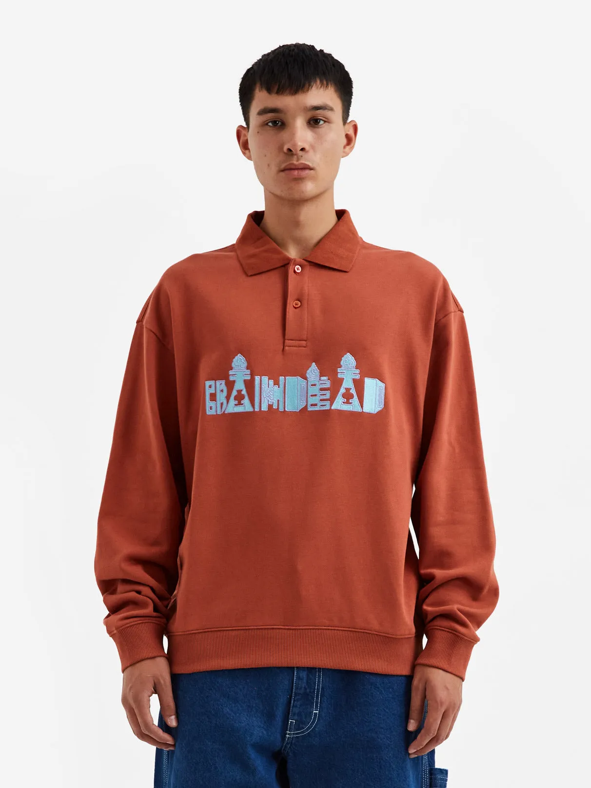 Brain Dead Thinking Game Polo - Burnt Orange