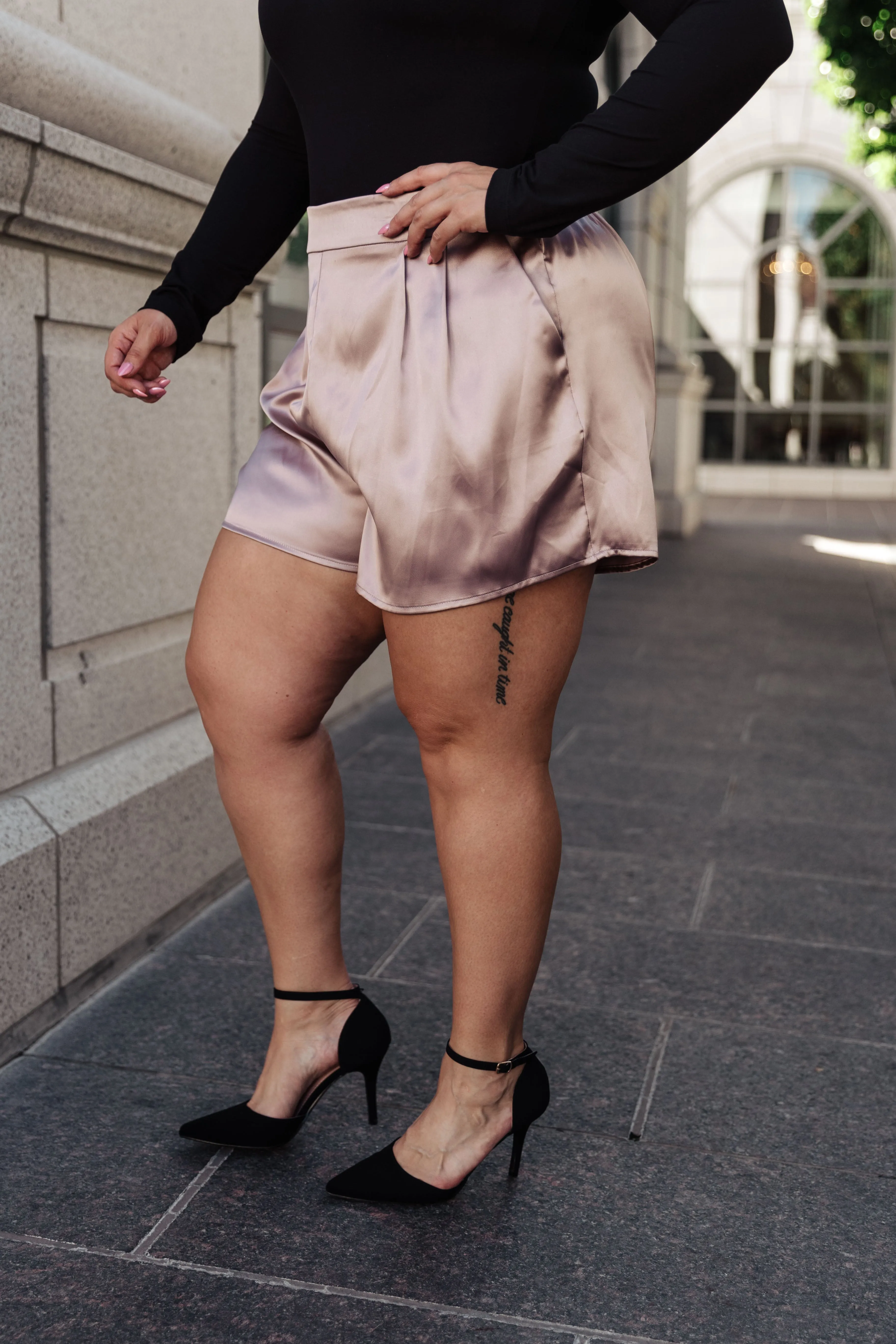 Champagne and Roses Satin Shorts- USE CODE SPRING24 for 40% OFF!!!!