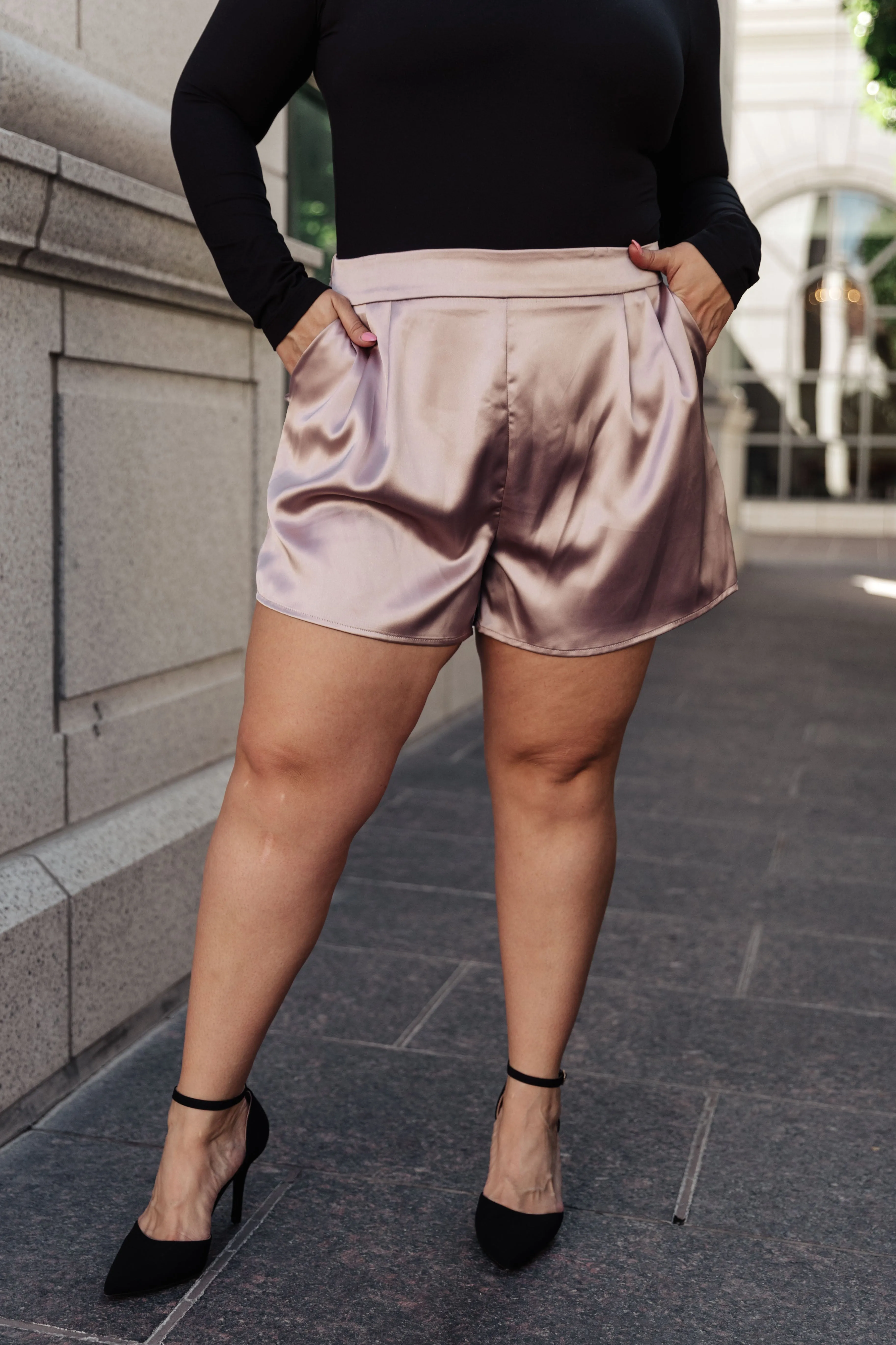 Champagne and Roses Satin Shorts- USE CODE SPRING24 for 40% OFF!!!!