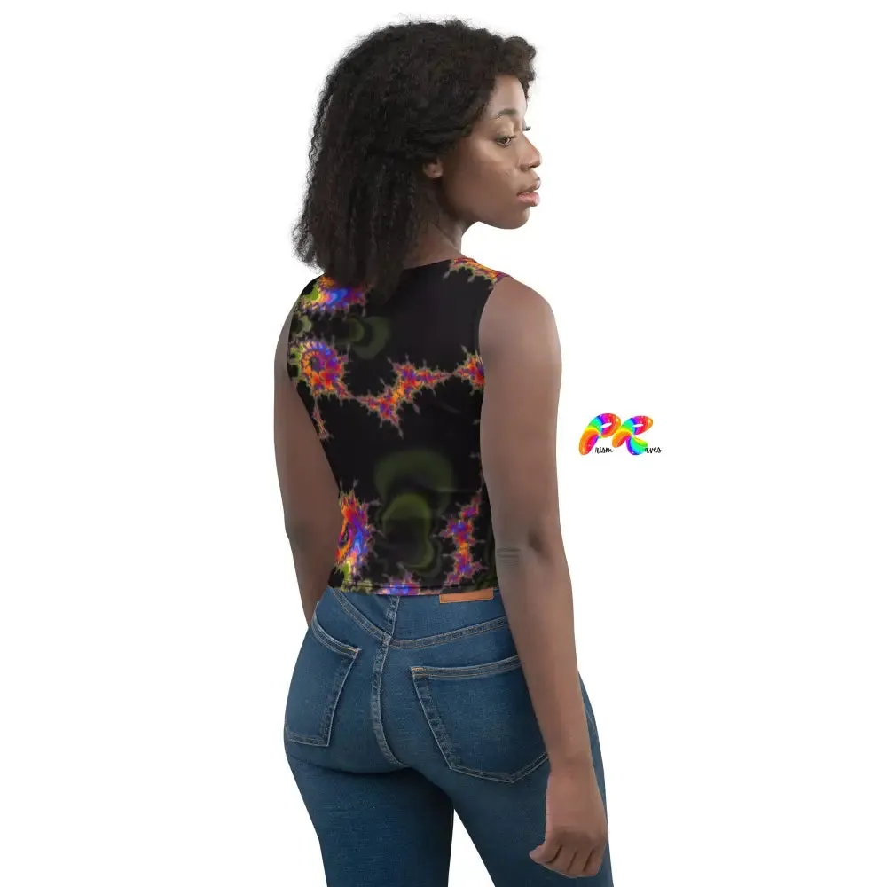 Colorful Fractal Sleeveless Crop Top