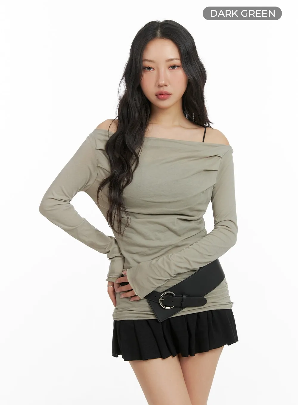 Cotton Shirred Off Shoulder Long Sleeve CM425