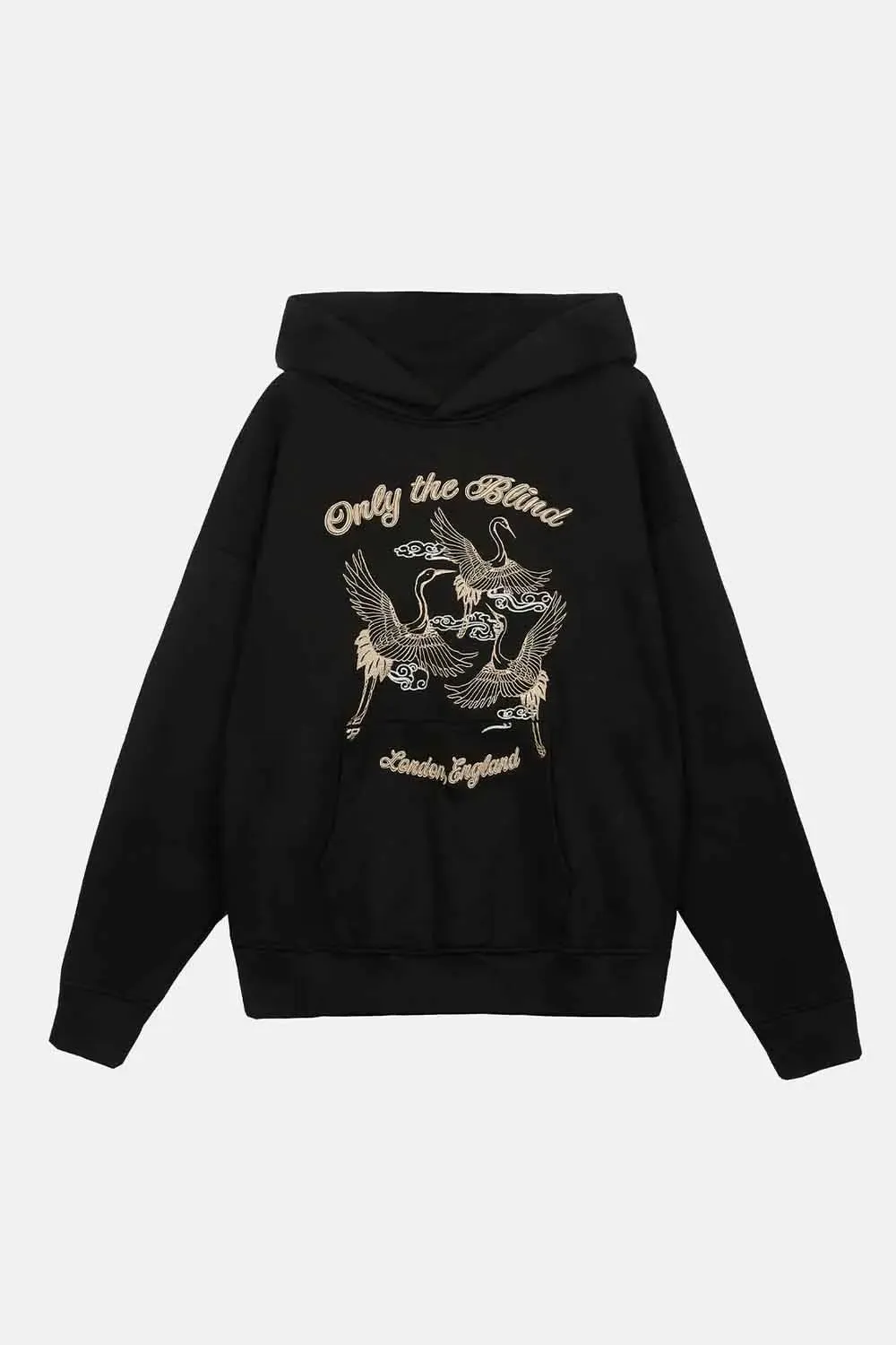 Crane Embroidered Hoodie