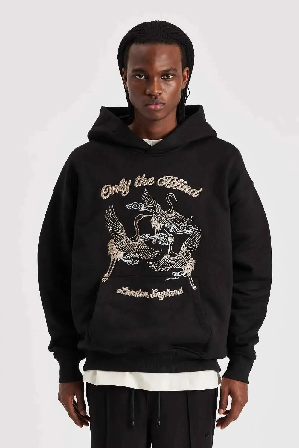 Crane Embroidered Hoodie