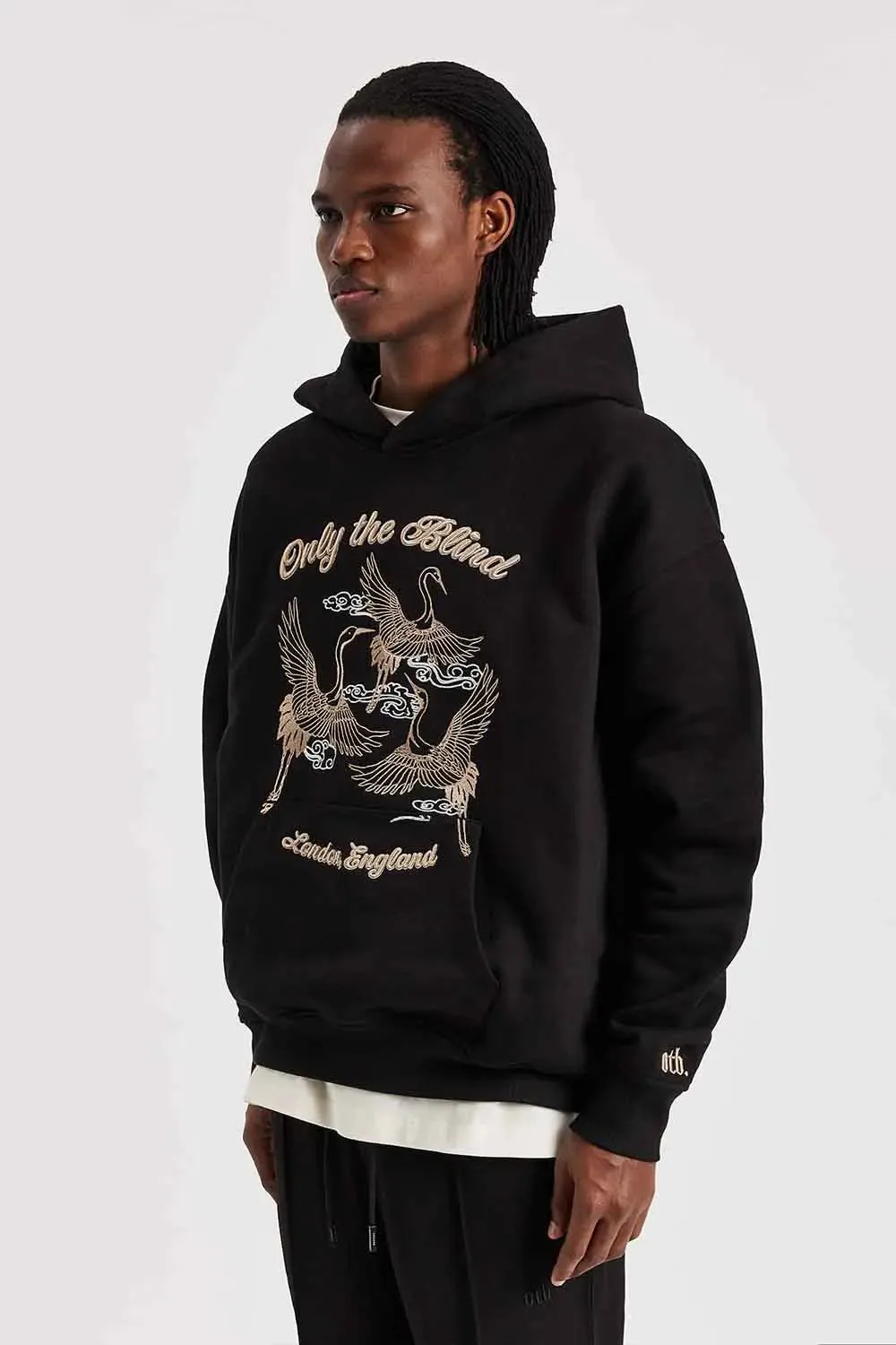 Crane Embroidered Hoodie