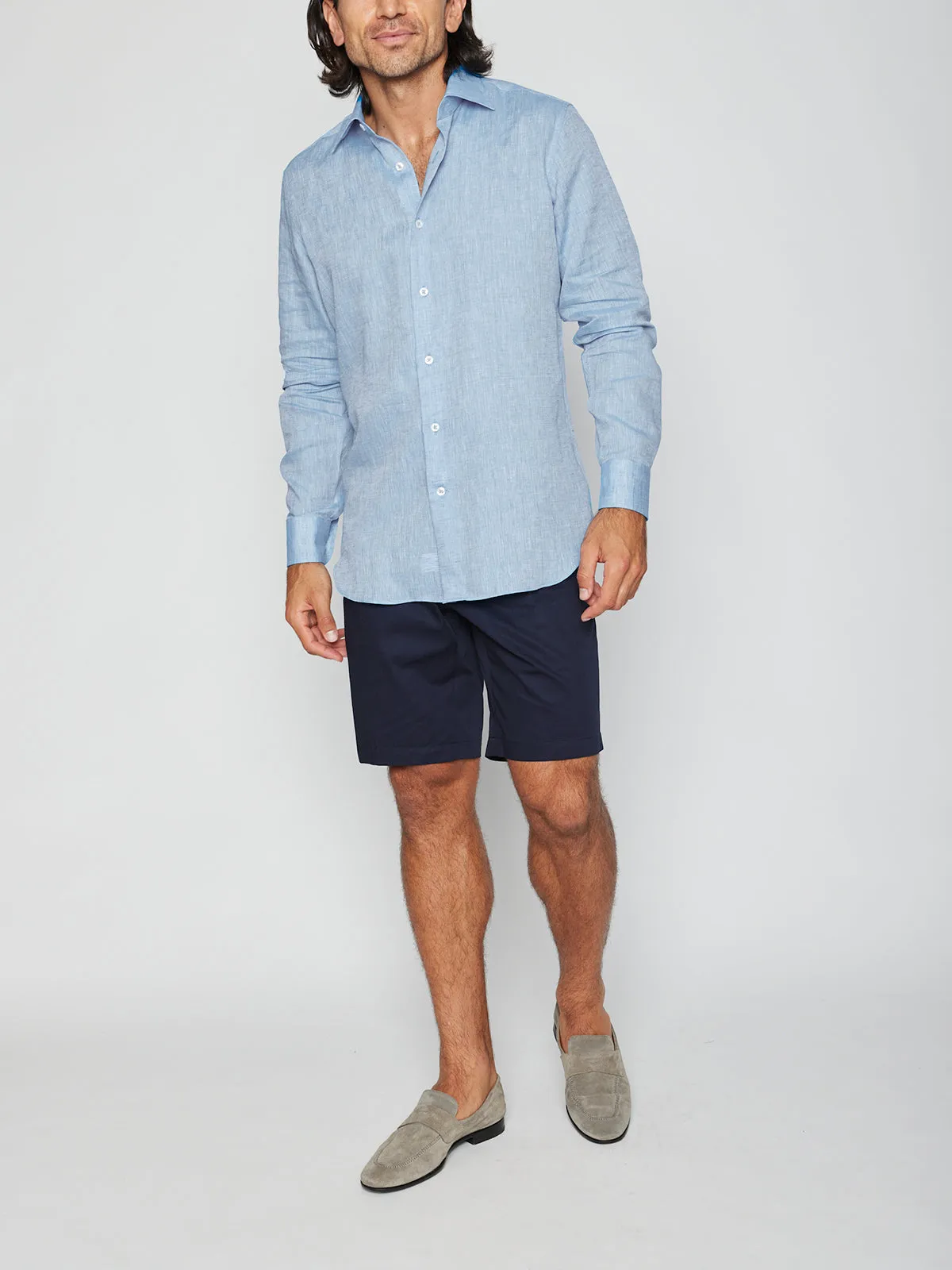 Crest Shirt - Cornflower Blue Linen