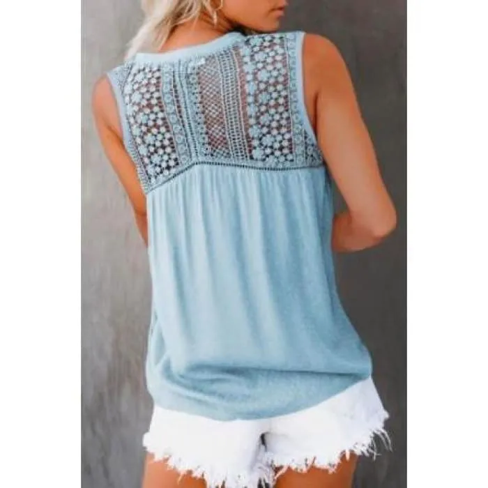 Crochet Shoulder/Back Top- Sky Blue