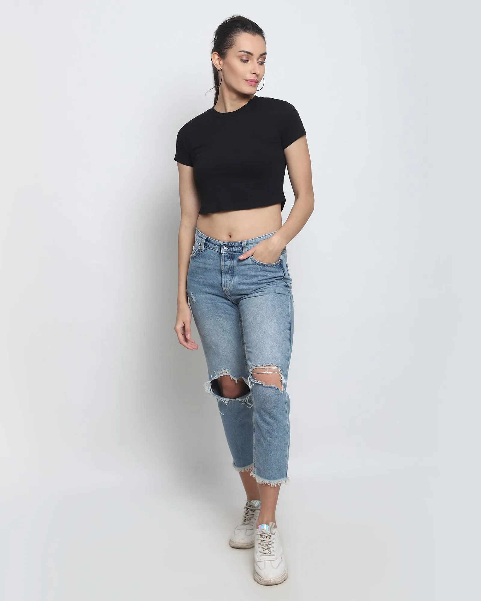 Crop Top: Solid Black