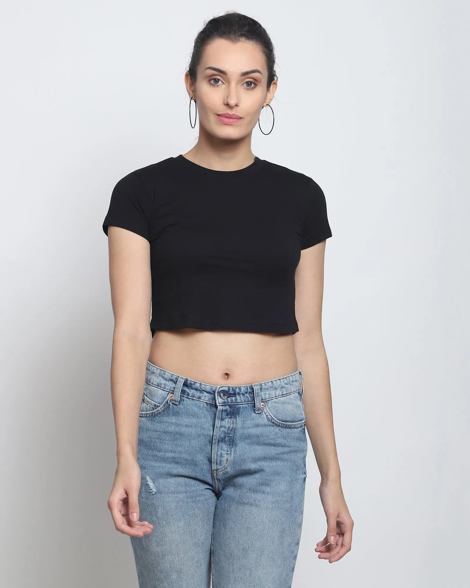 Crop Top: Solid Black