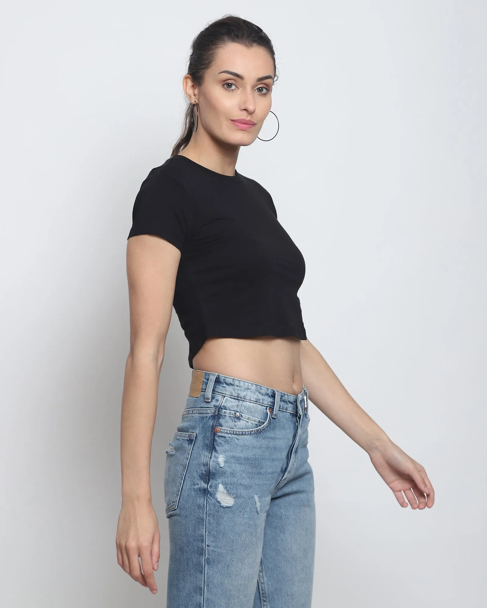 Crop Top: Solid Black