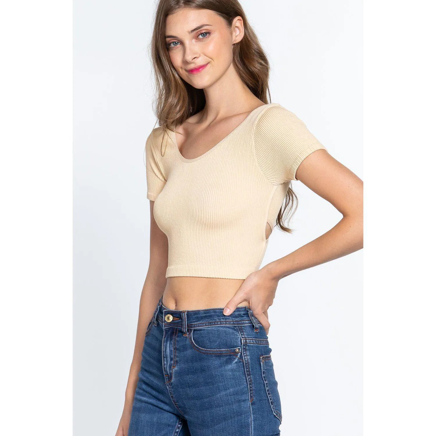 Cross Back Rib Seamless Crop Top