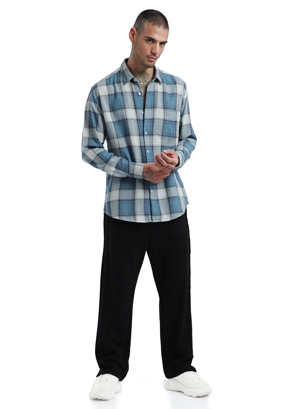 Dobby Colony Blue Check Shirt