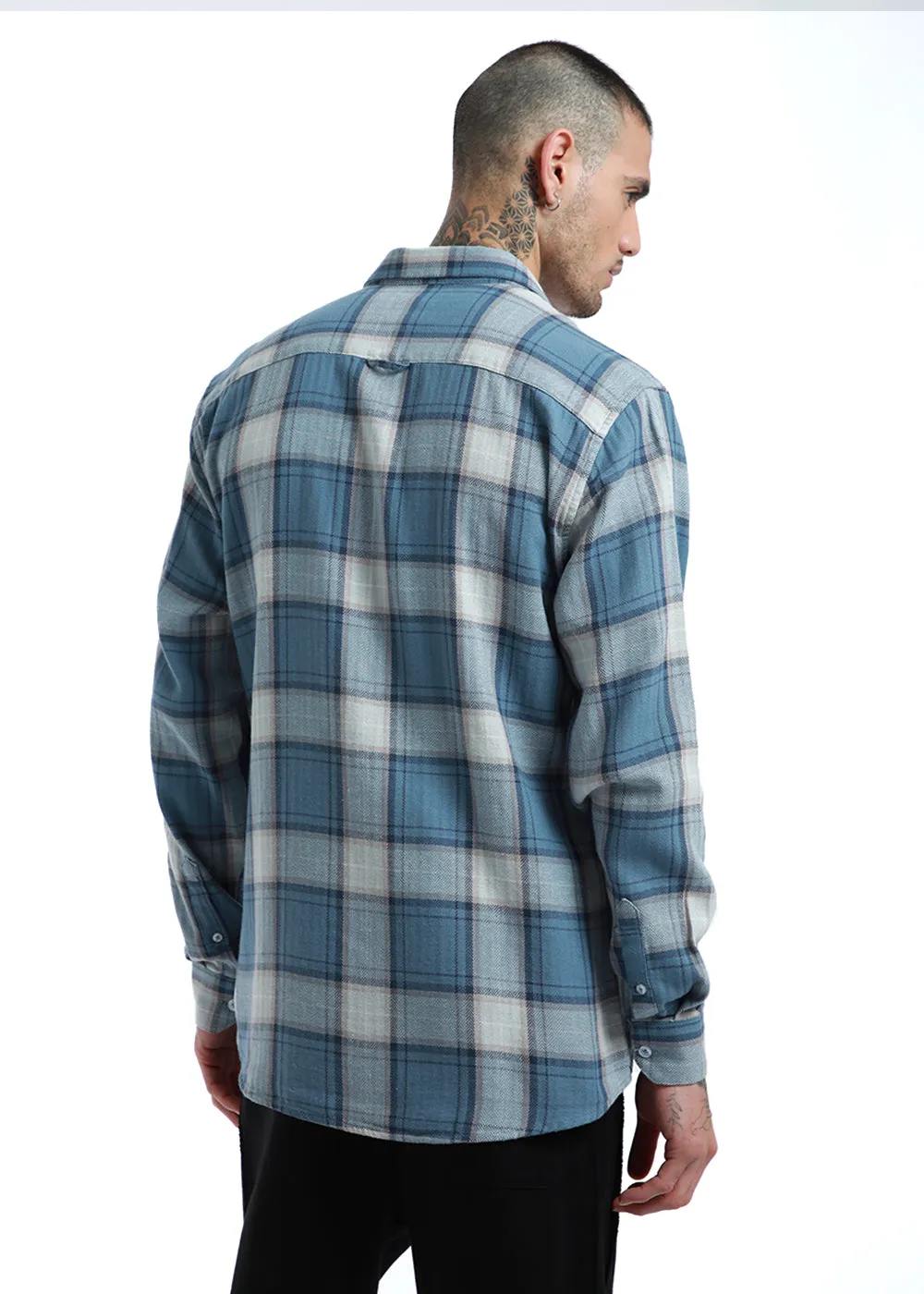 Dobby Colony Blue Check Shirt