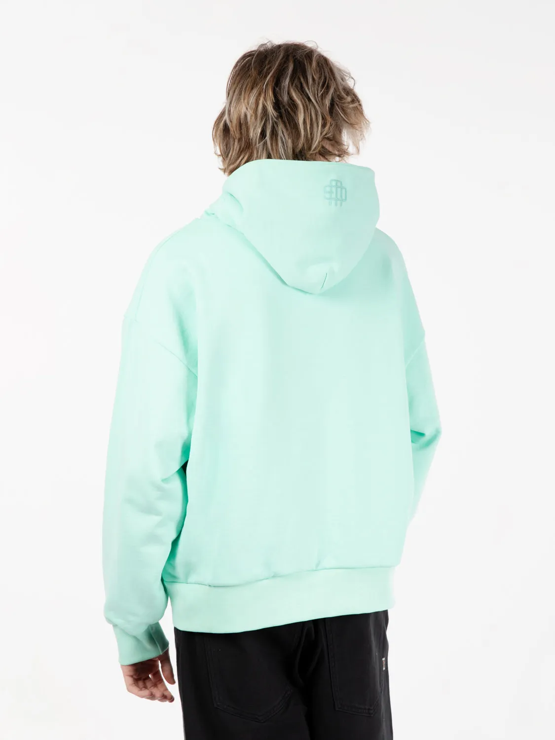 Double Layer embro hoodie viridian green