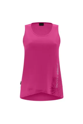 Freddy Women's tank top with crossed bottom foliage print and lettering S3WTRT5 F104 fuchsia