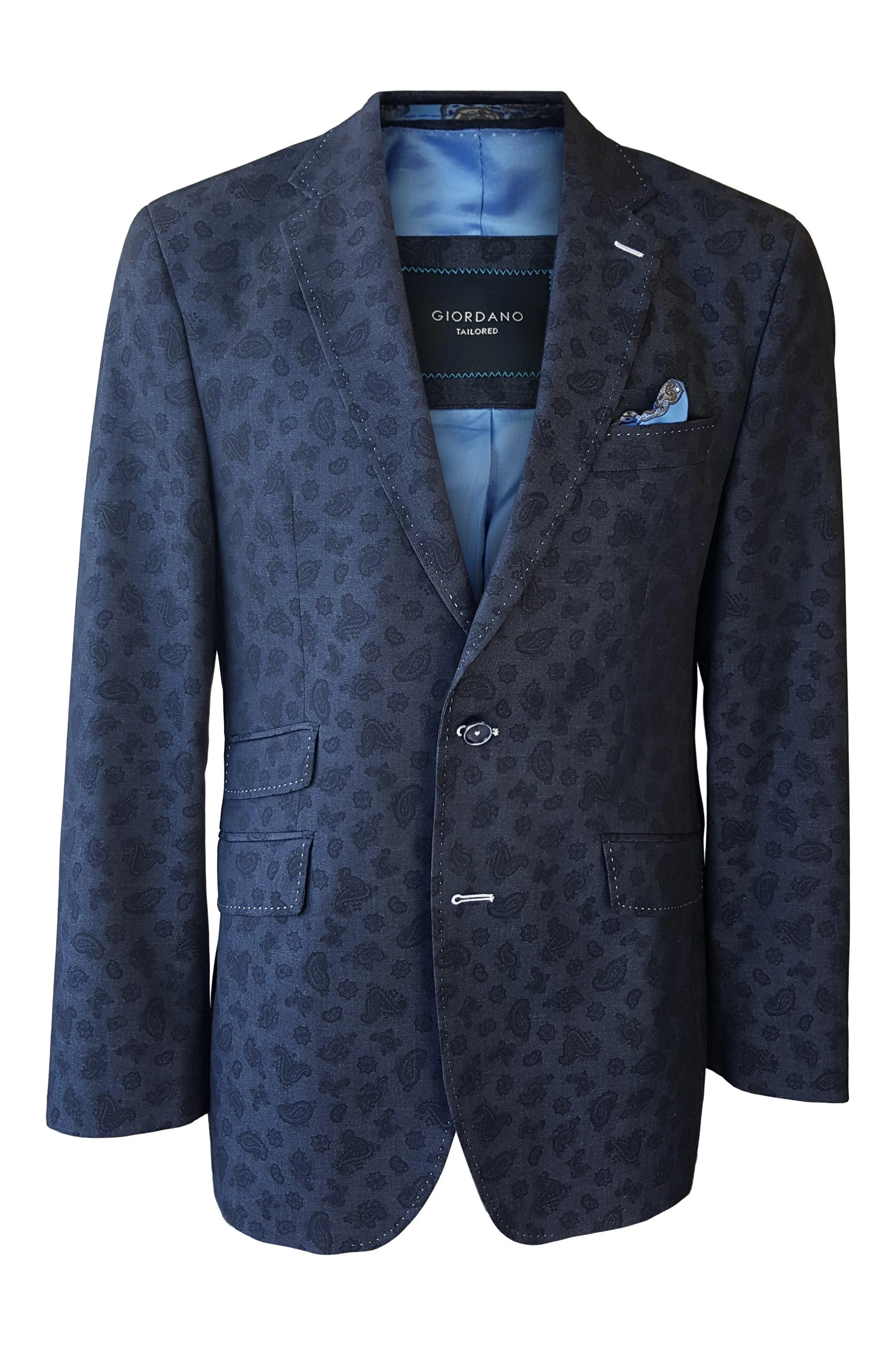 GIORDIANO Blue Paisley Print Blazer and Shirt Set (IT 52)