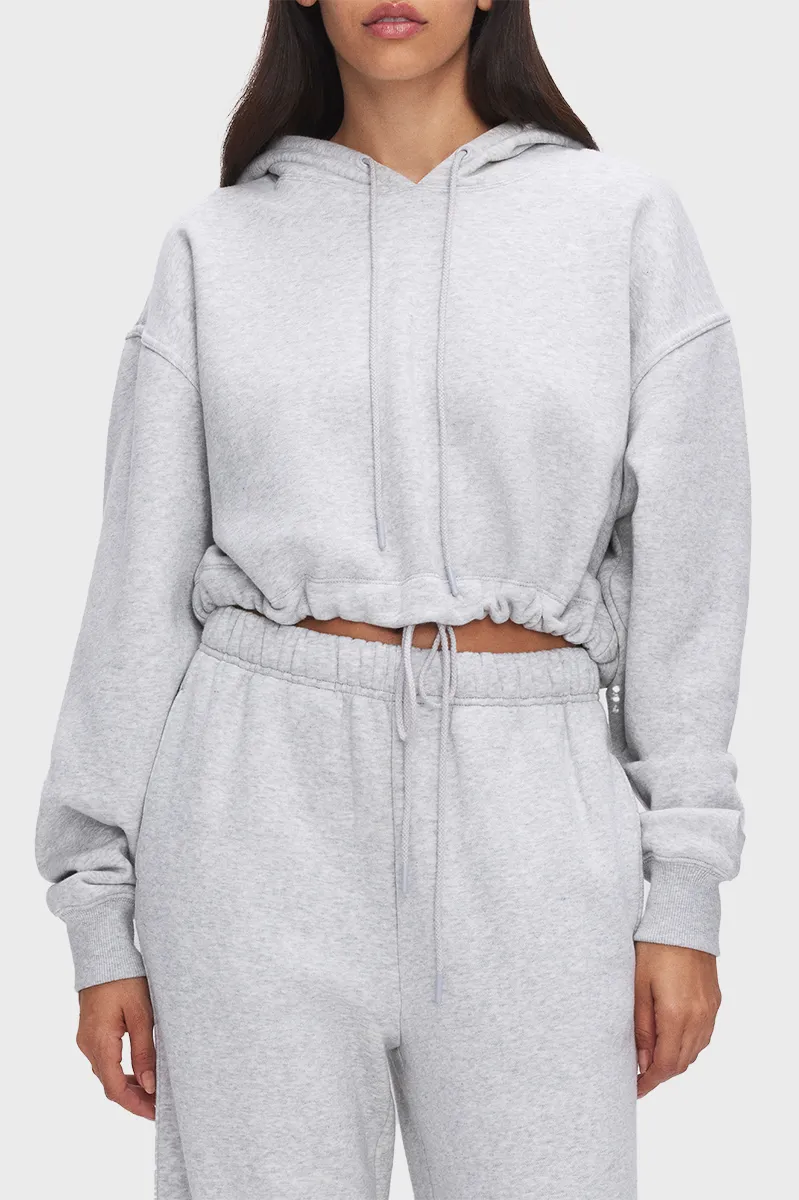 Good American Brushed Fleece Cropped Hoodie