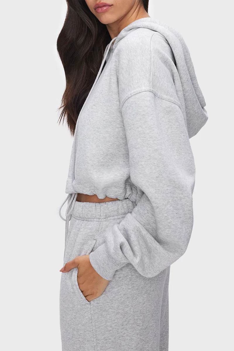 Good American Brushed Fleece Cropped Hoodie