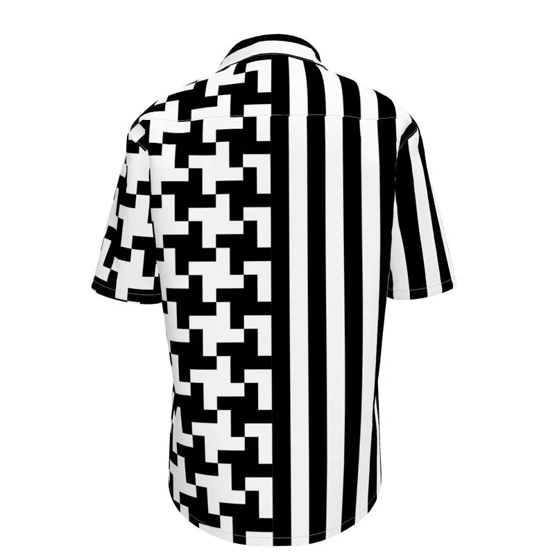 Houndstooth and Stripes Short Sleeve Shirt