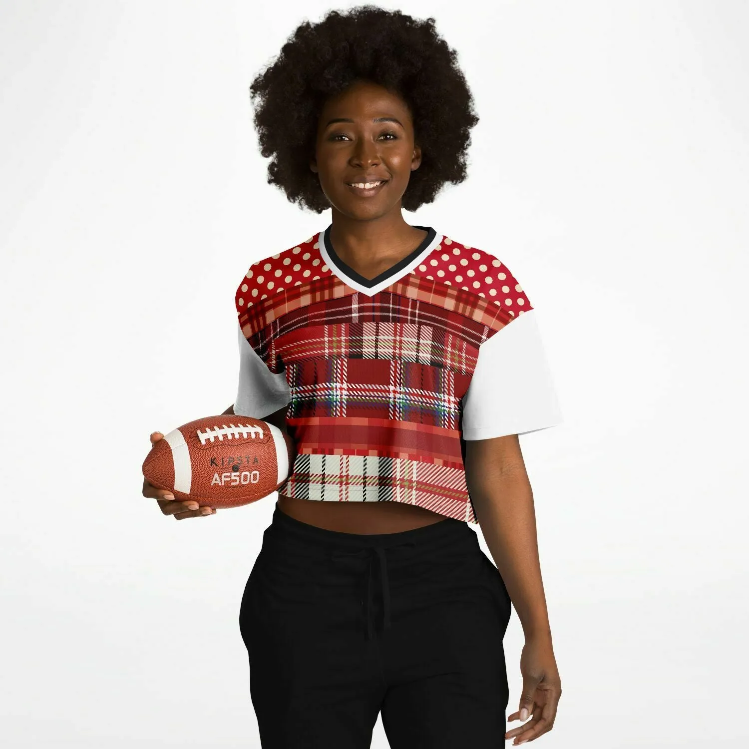 Jersey Salsa Plaid Patchwork Crop Jersey