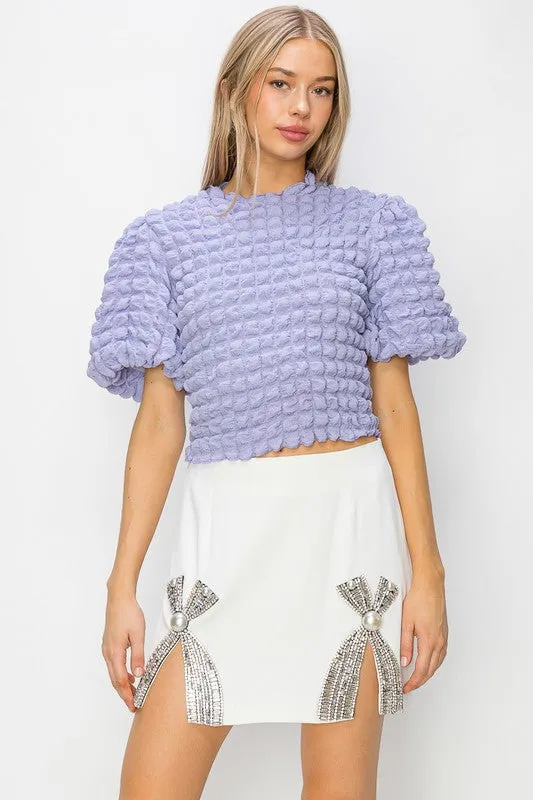 Lavender Bubble Crop Top