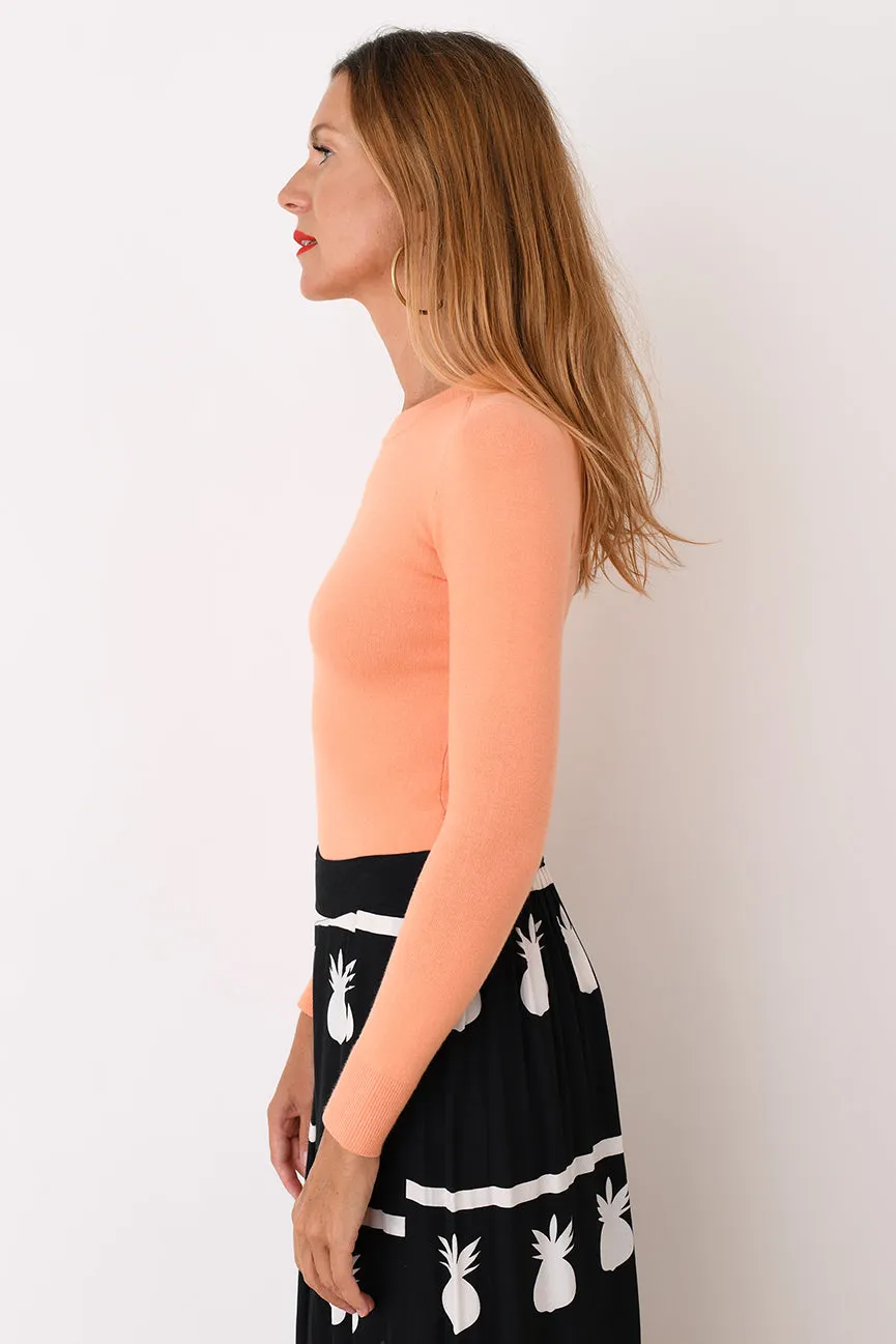 Mango Peachskin Long Sleeve Crew Neck