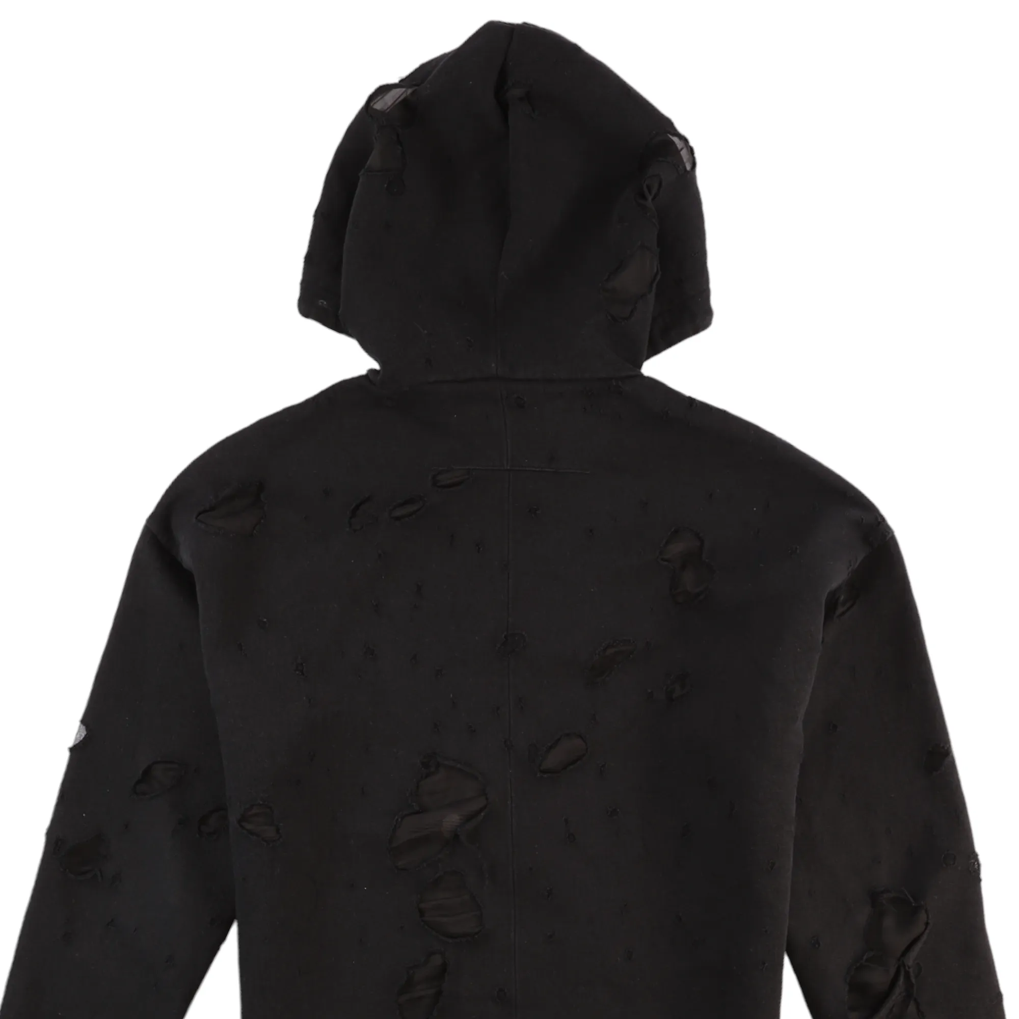 Men's Distressed Logo Hoodie Black Size XS