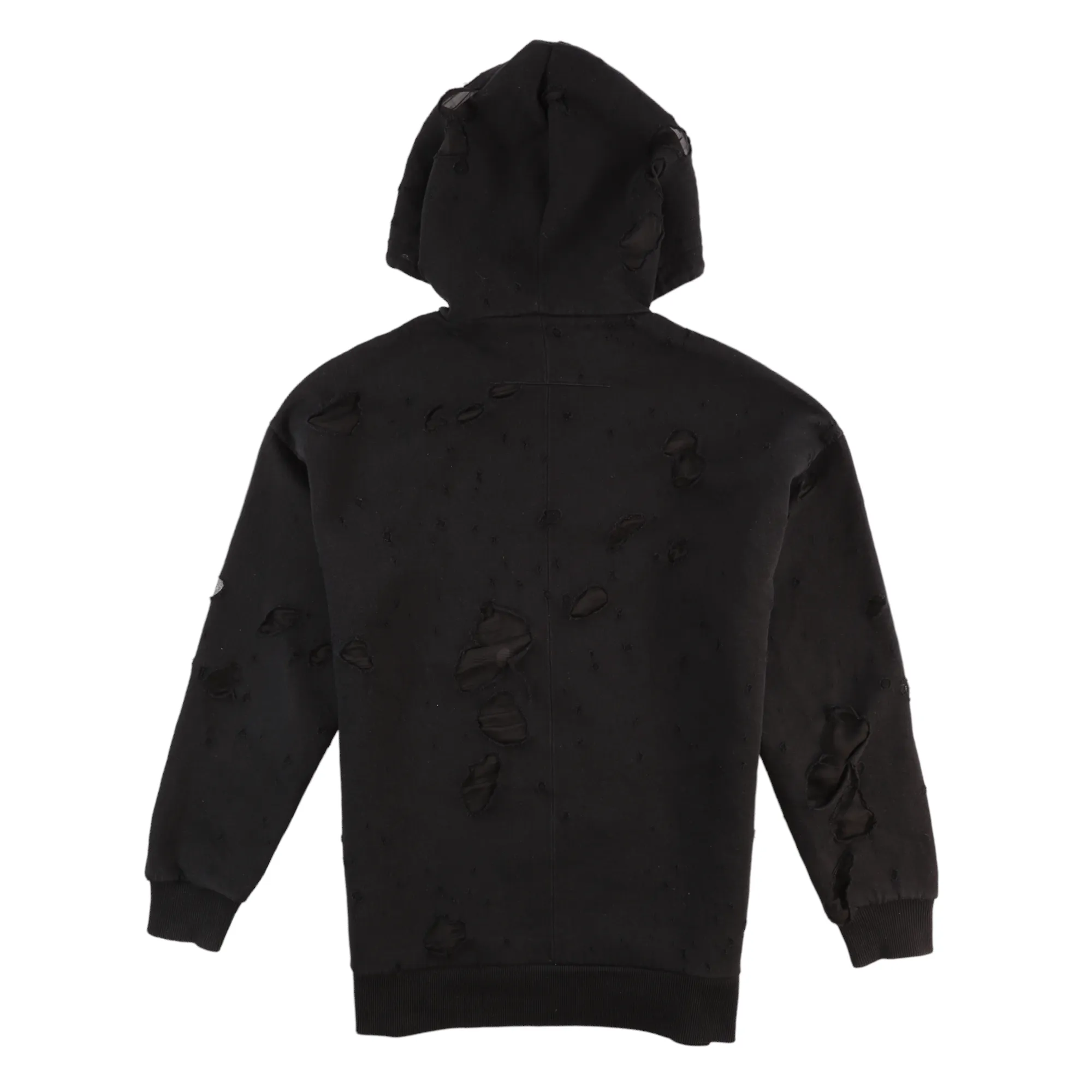 Men's Distressed Logo Hoodie Black Size XS