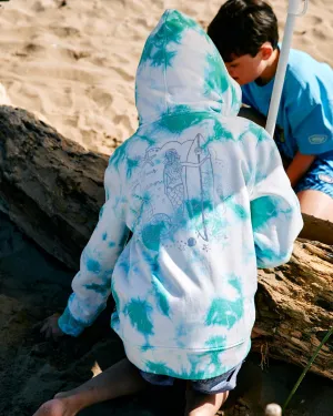 Mermaid Surf - Kids Tie Dye Pop Hoodie - Turquoise/White