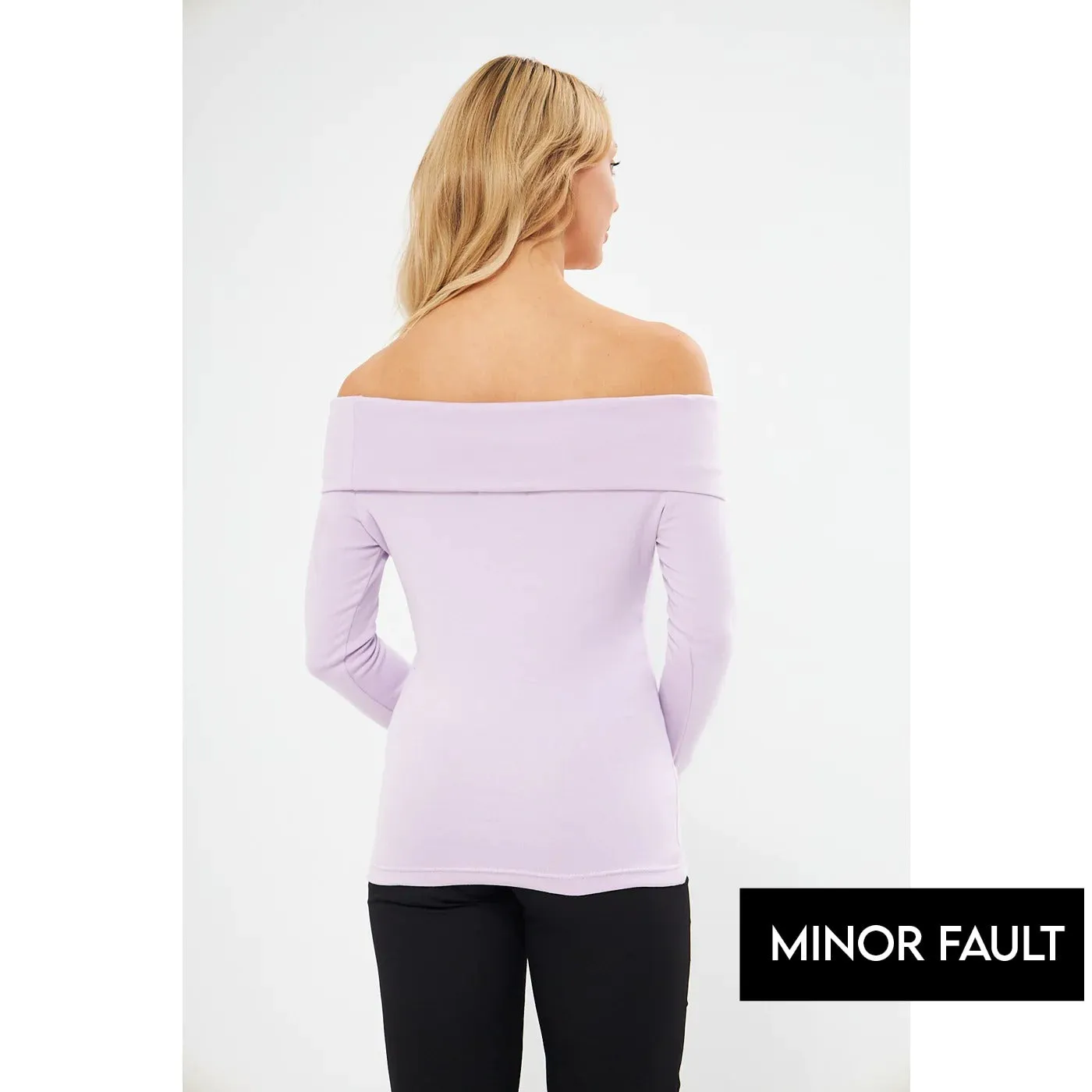 (Minor Fault) Lilac Rib Off-Shoulder Top