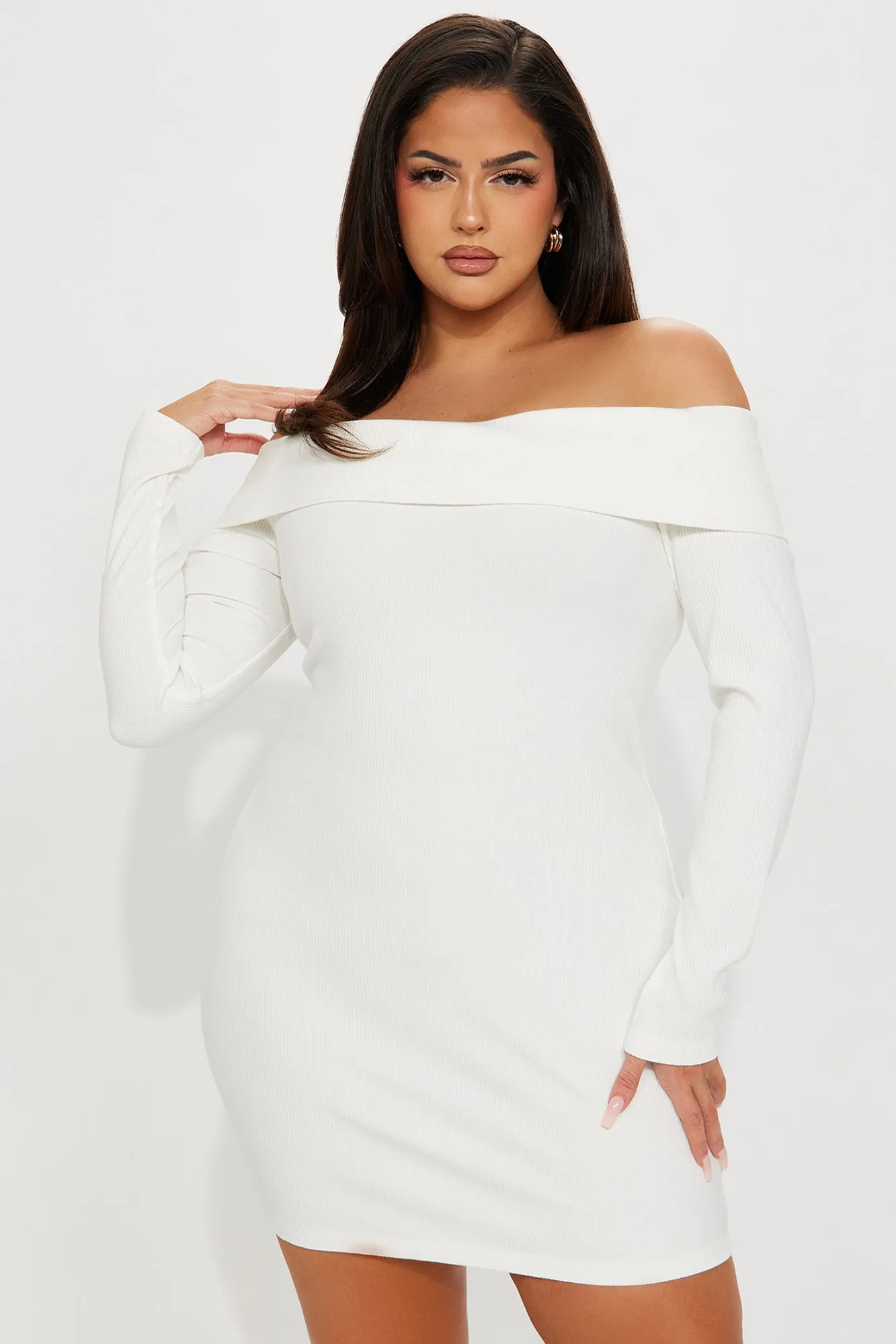 Modern Muse Long Sleeve Mini Dress - Off White