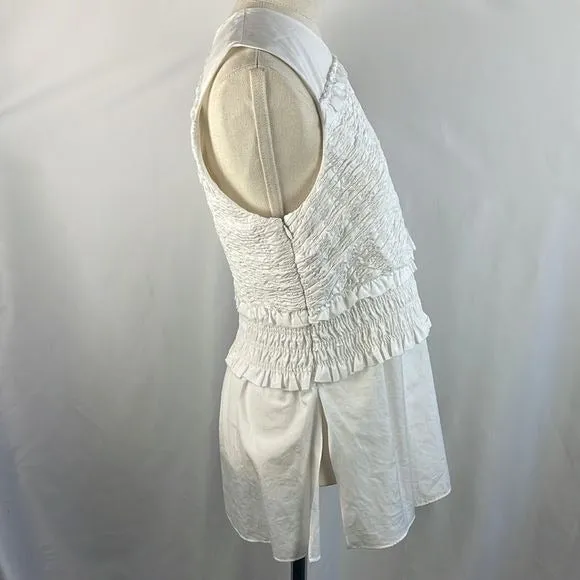 NWT 3.1Phillip Lim White Crinkle Layered Top