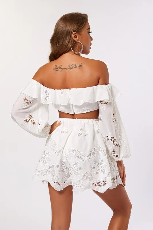 Off the Shoulder Cut Out Romper