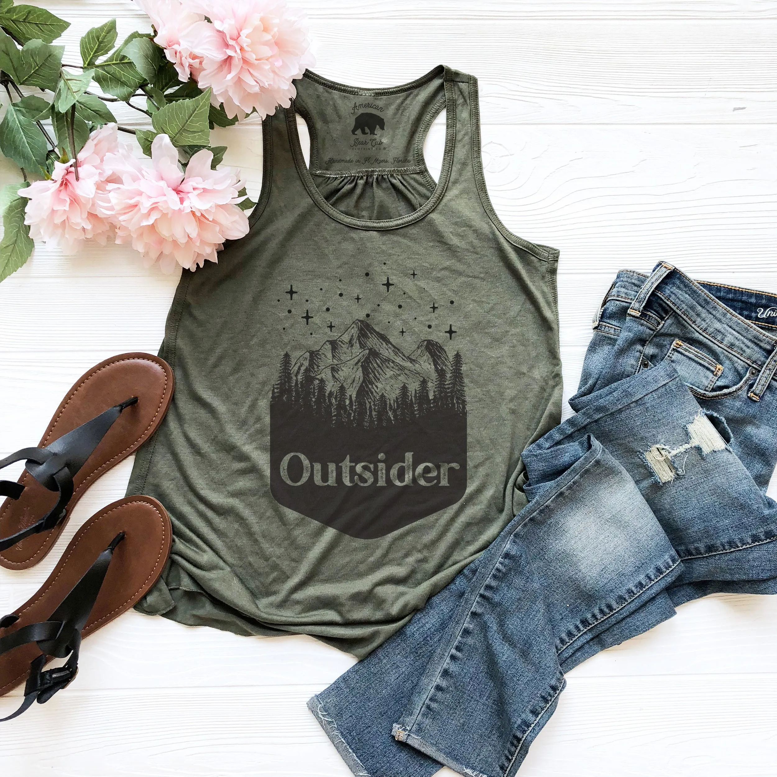 Outsider flowy racerback tank tops