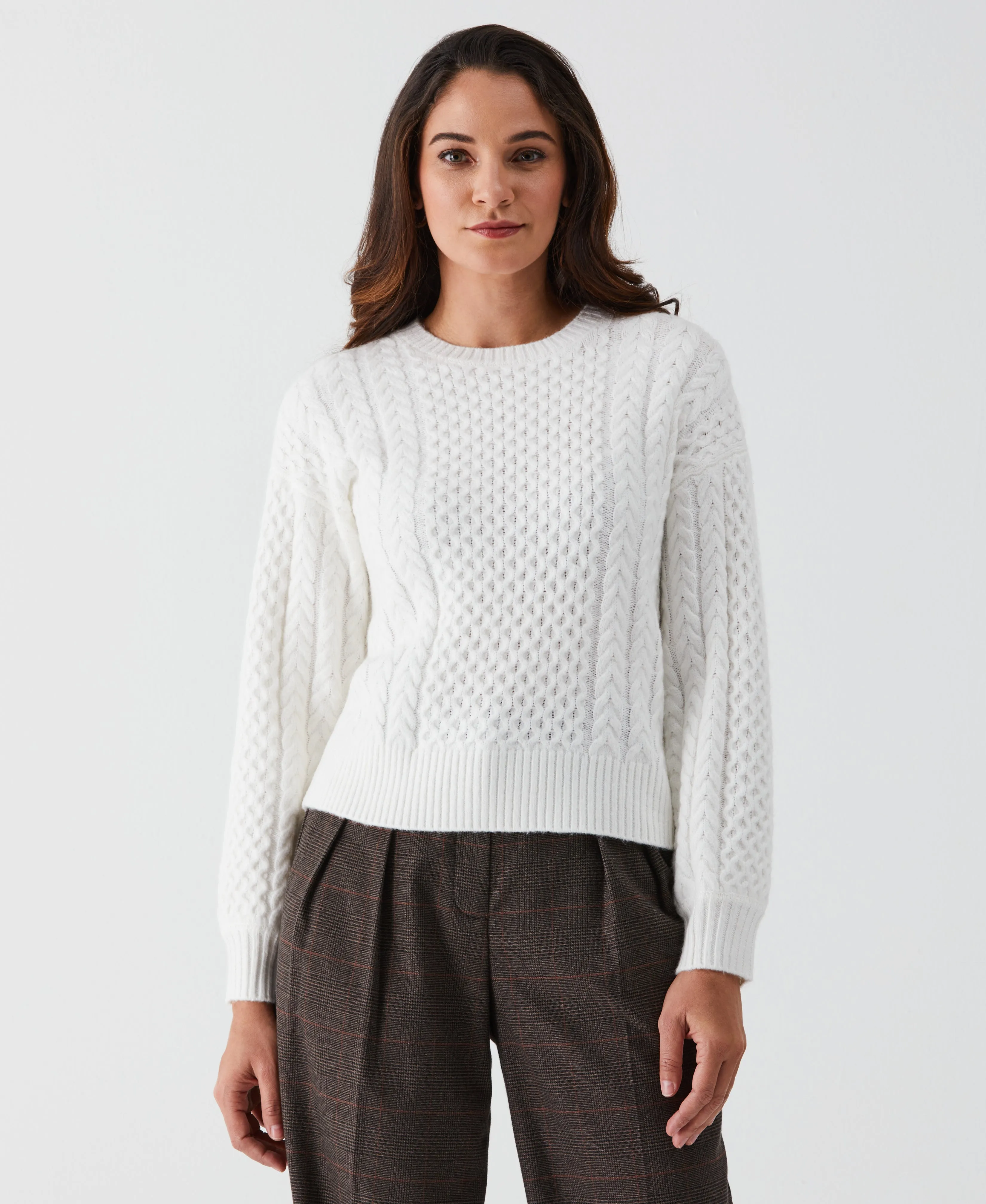 Petite Relaxed Cable Knit Sweater